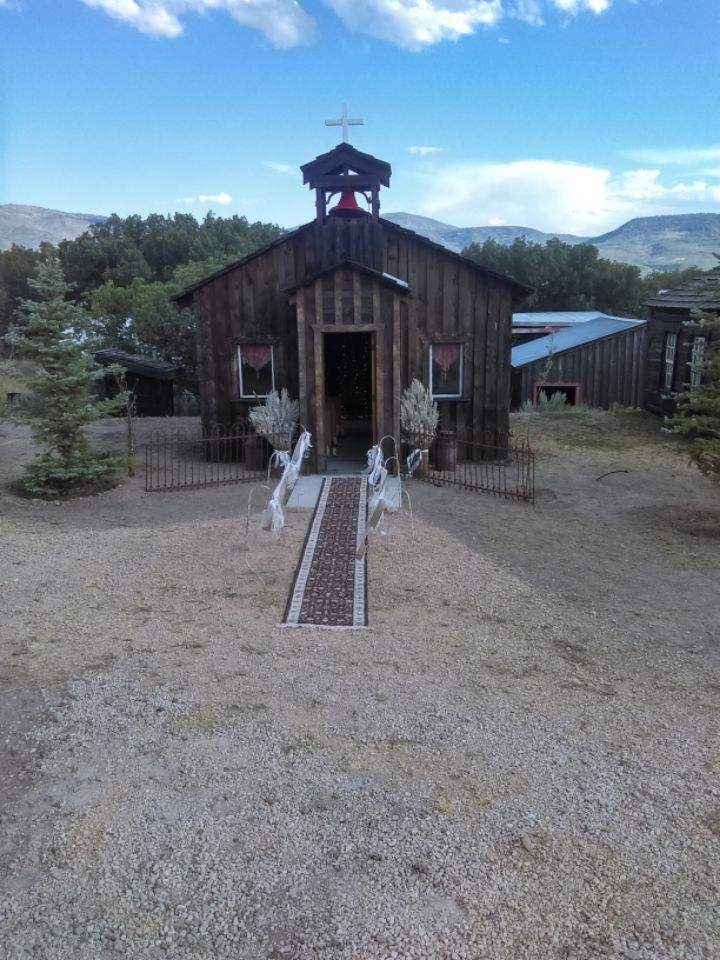 Pioneer village church at the Antique & Classic Power Museum near Heber City